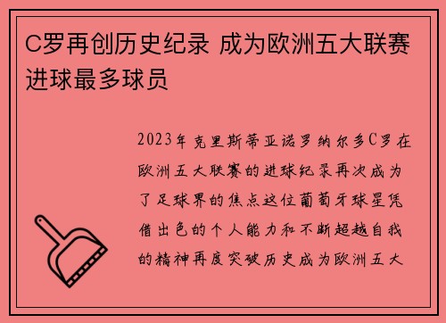 C罗再创历史纪录 成为欧洲五大联赛进球最多球员